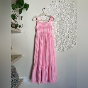 Pink and White Striped Girls Maxi Dress